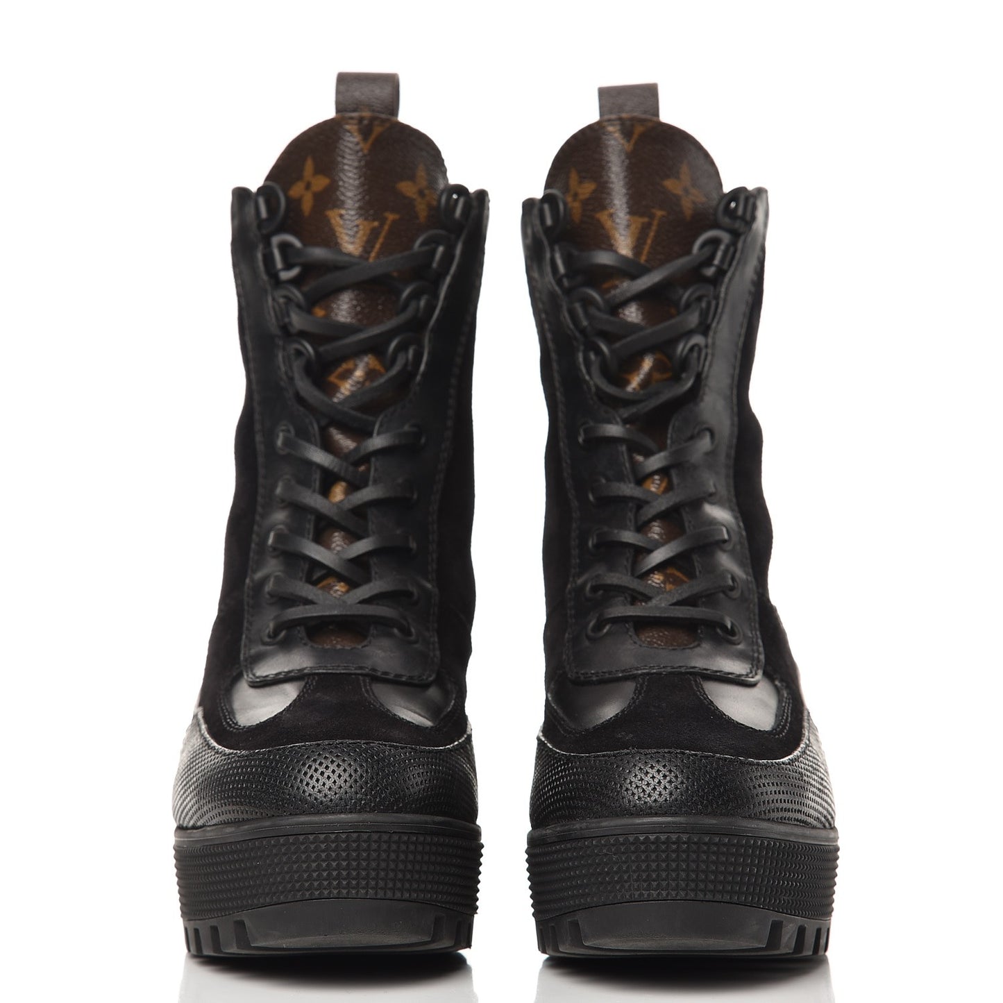 Suede Calfskin Laureate Platform Desert Boots 36 Black
