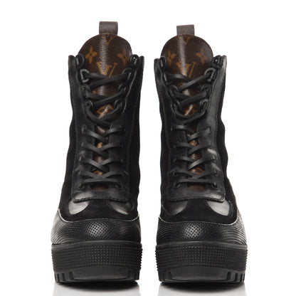 Louis Vuitton Suede Calfskin Laureate Platform Desert Boots 36 Black 2 of 11