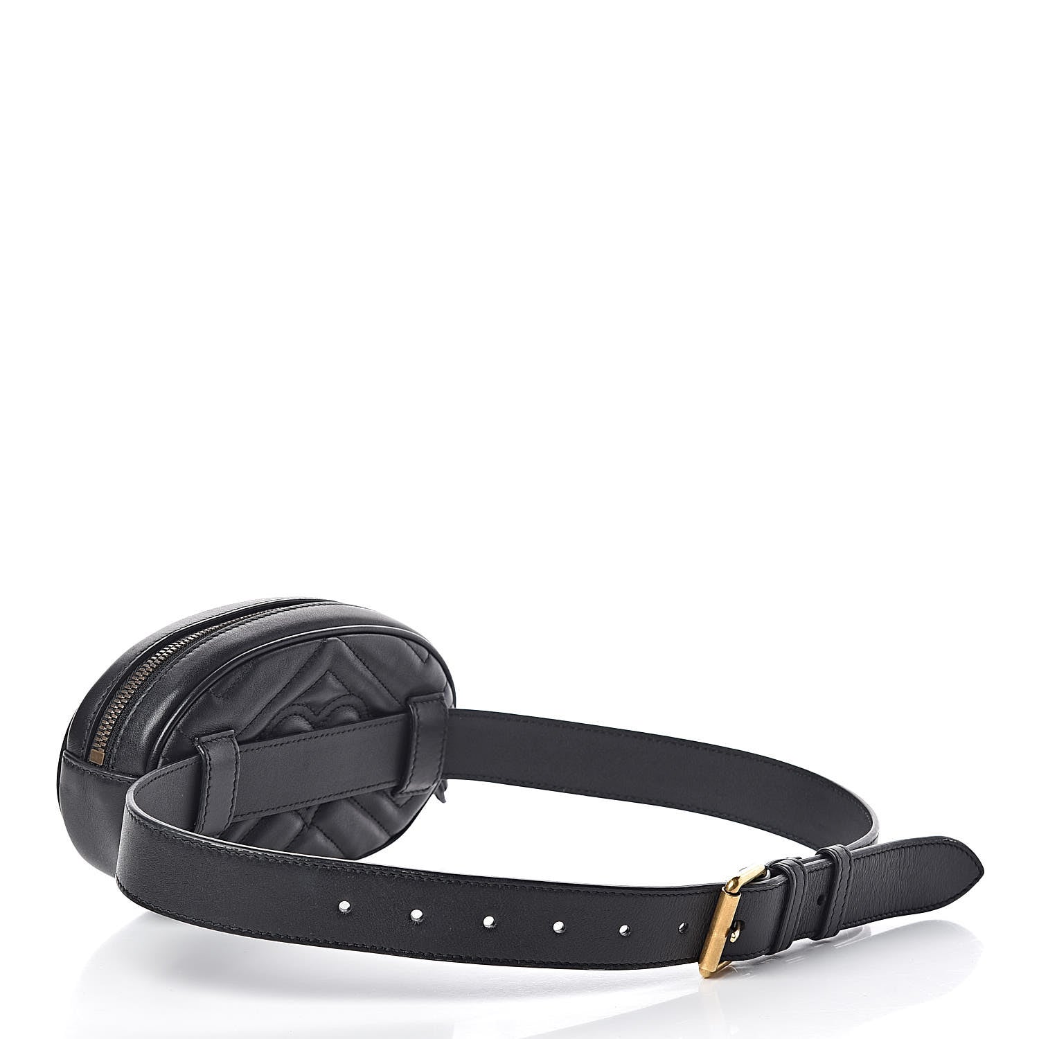 Gucci Calfskin Matelasse GG Marmont Belt Bag 75 30 Black 3 of 12