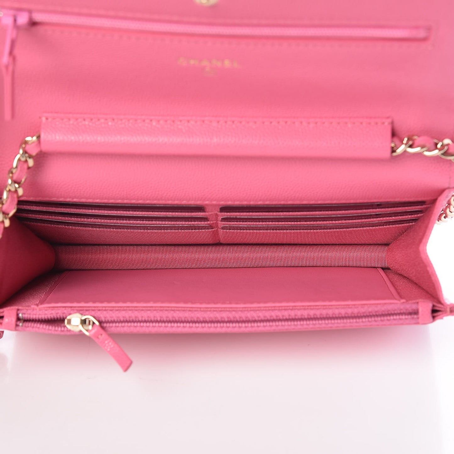 Caviar Quilted Wallet on Chain WOC Pink