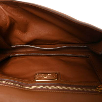 Salvatore Ferragamo Calfskin Fringe Vera Bow Crossbody Bag Brown 5 of 10
