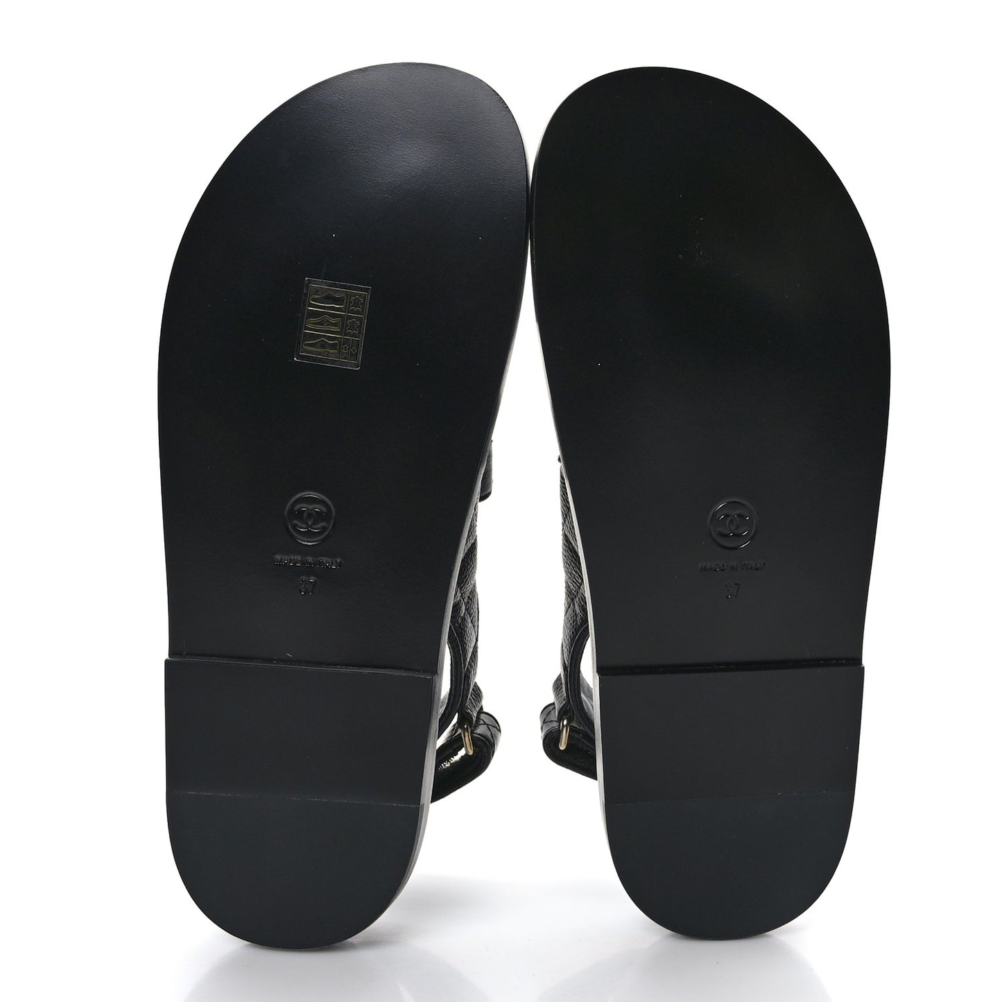 Grained Calfskin Velcro Dad Sandals 37 Black