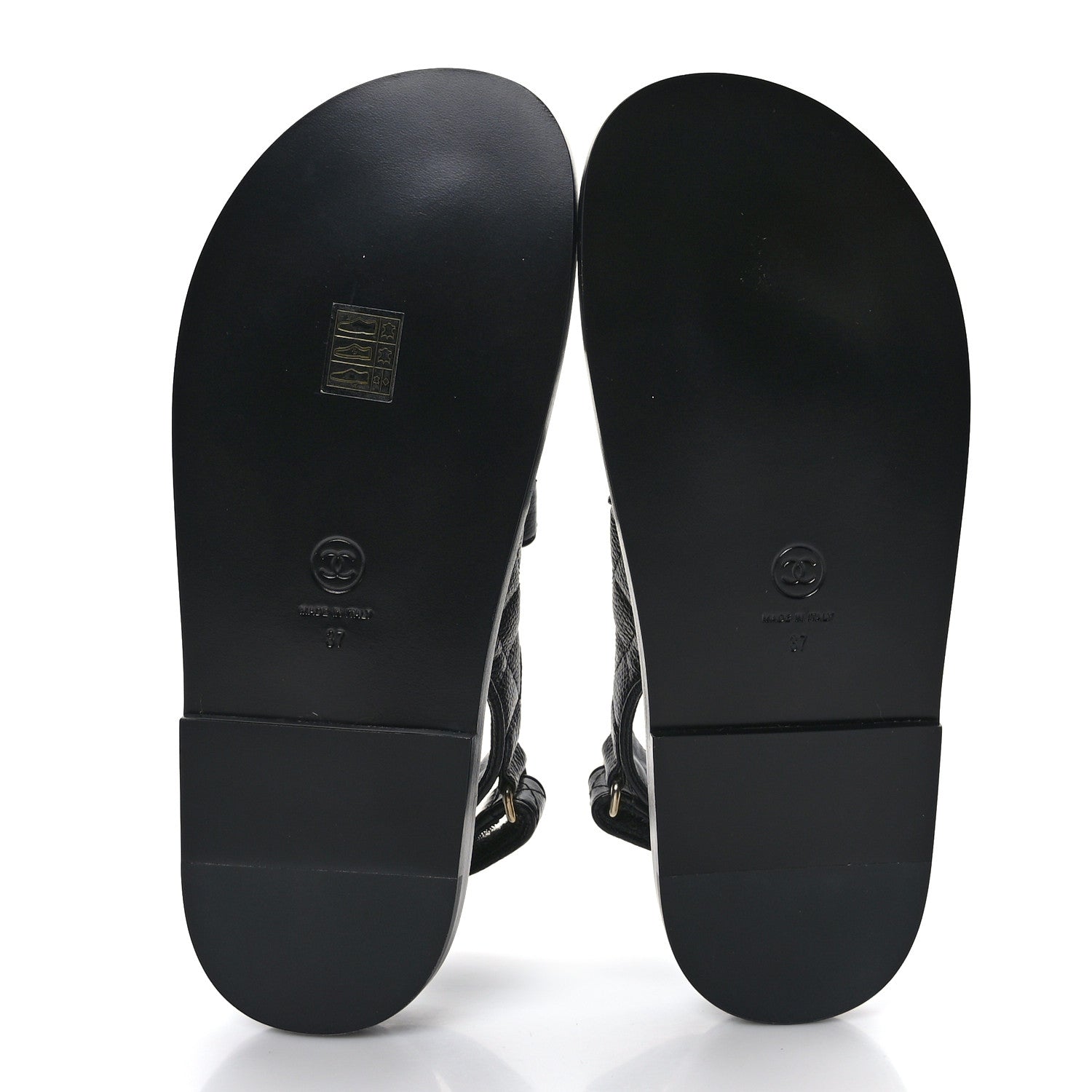 Chanel Grained Calfskin Velcro Dad Sandals 37 Black 5 of 8