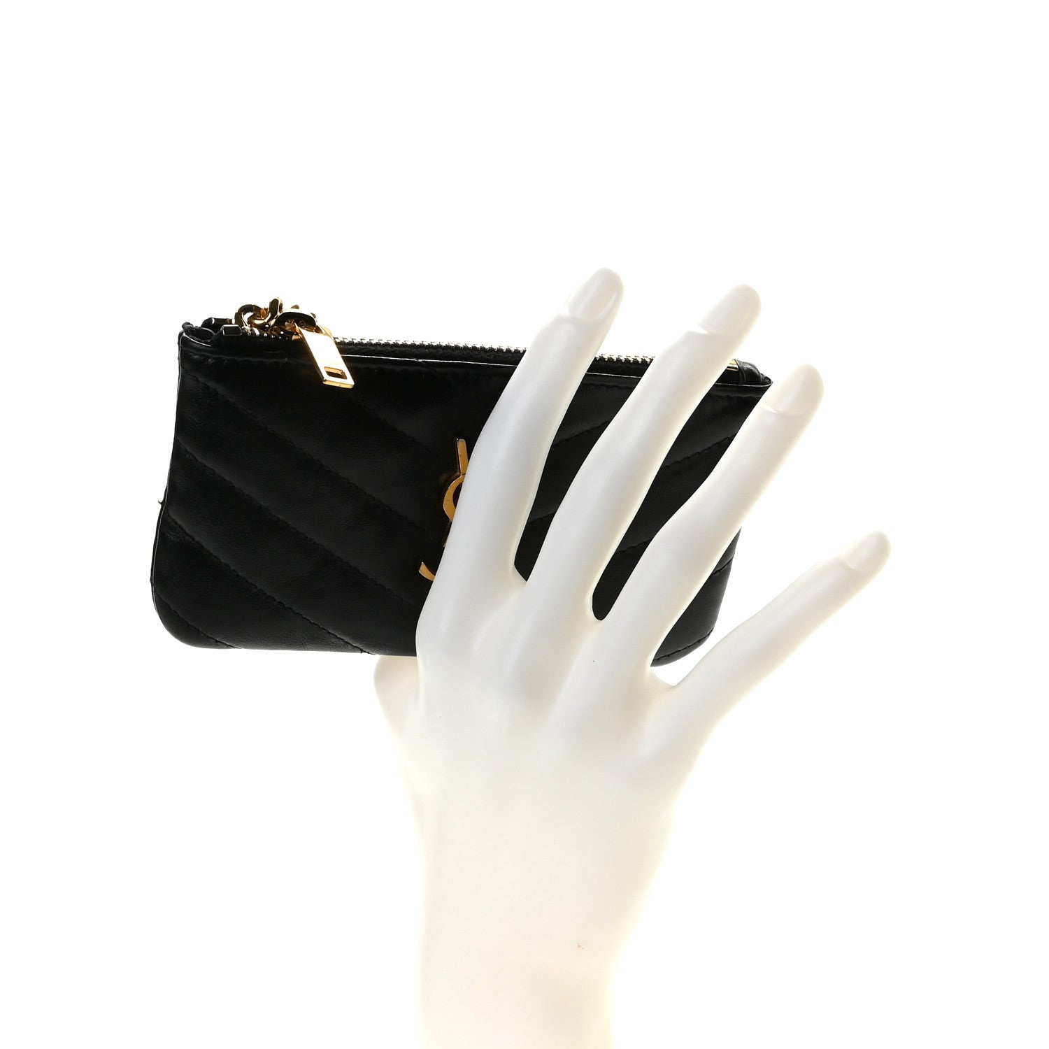 Saint Laurent Calfskin Matelasse Monogram Key Pouch Black 7 of 8