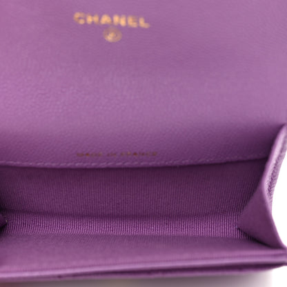 Chanel Caviar Quilted Flap Card Holder Wallet Purple 5 of 9