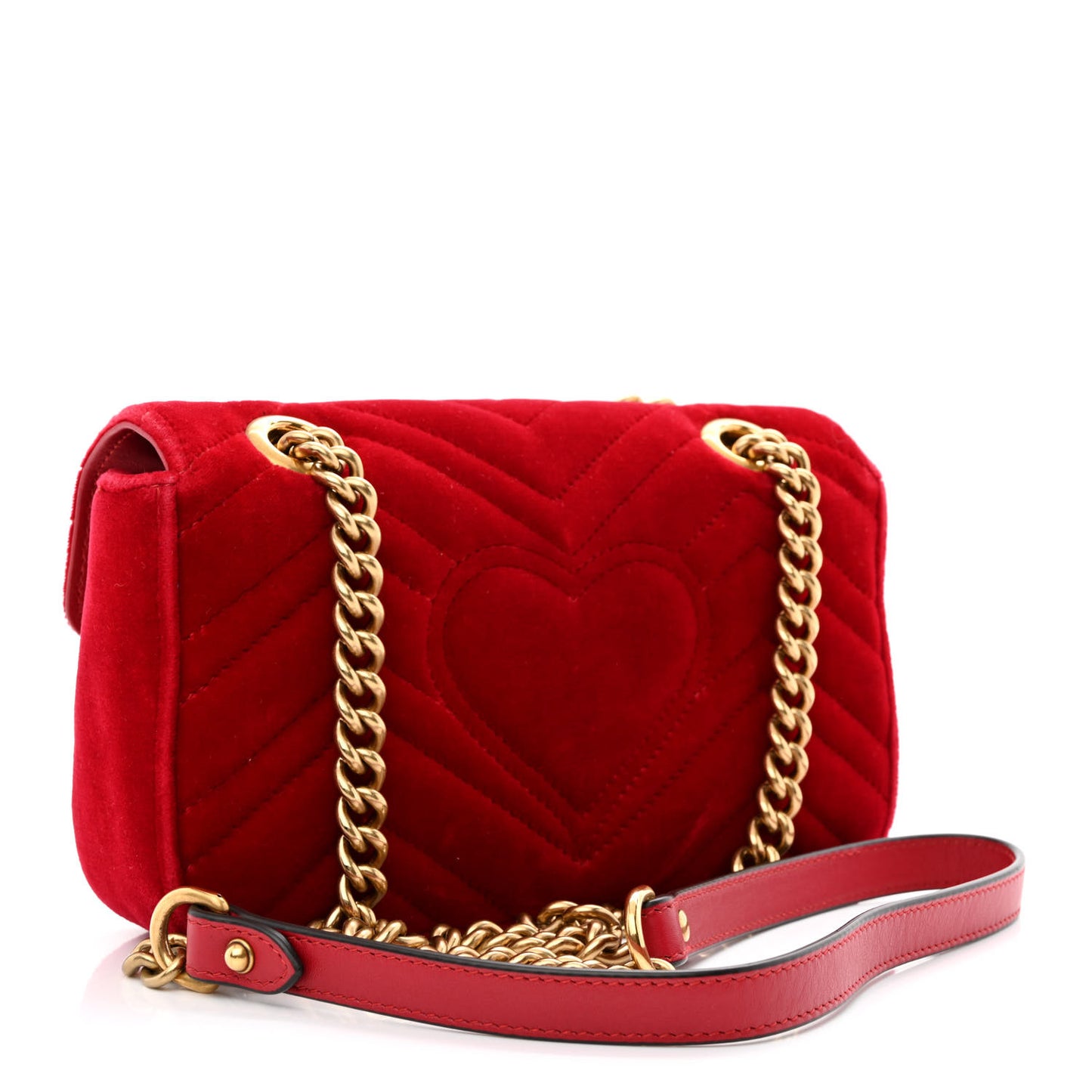 Velvet Matelasse Mini GG Marmont Shoulder Bag Hibiscus Red