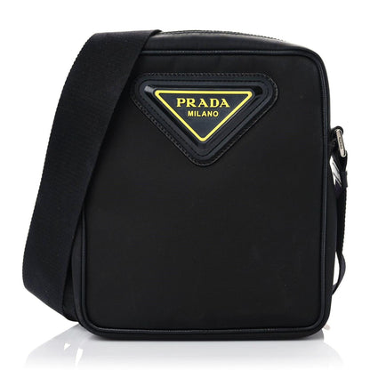Prada Nylon Flat Messenger Bag Black Yellow 1 of 14