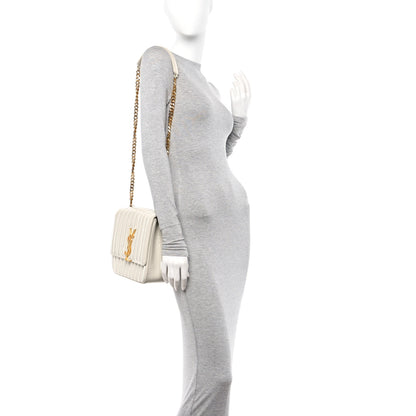 Saint Laurent Patent Matelasse Monogram Large Vicky Chain Bag White 2 of 10