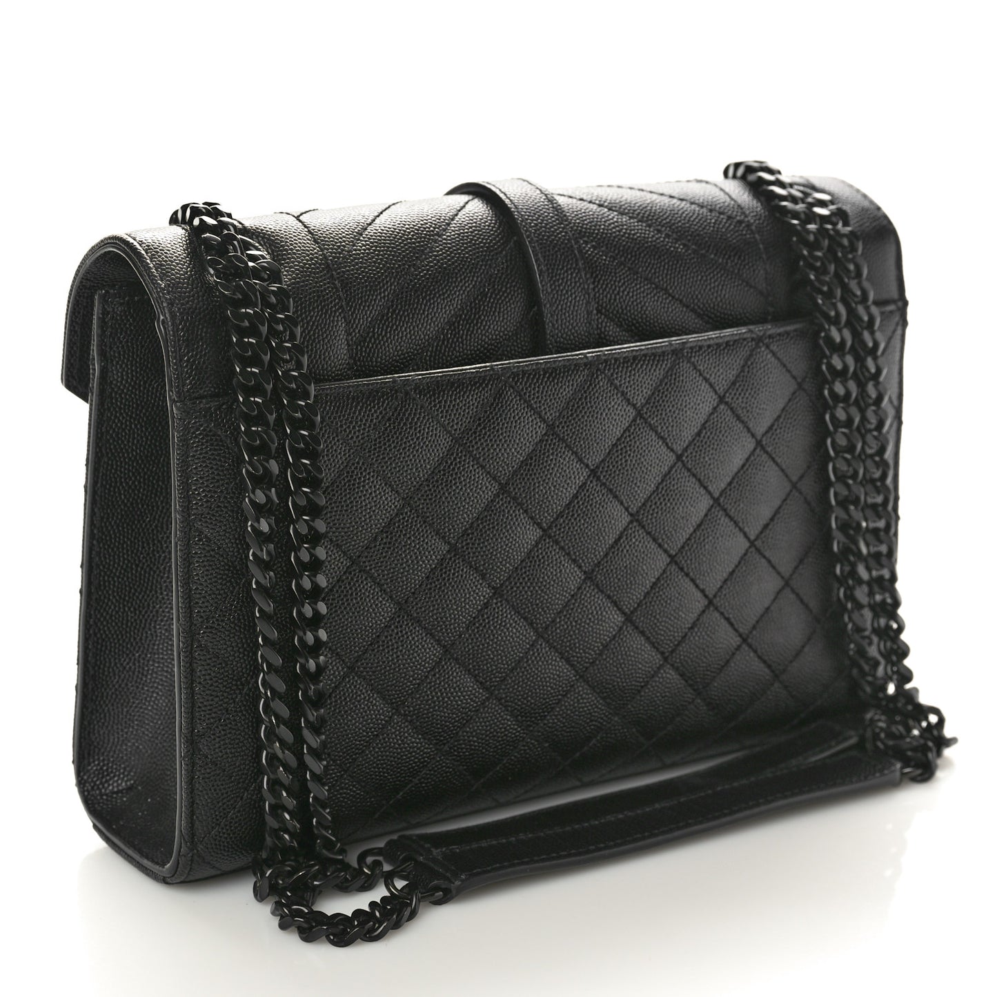 Grain De Poudre Textured Mixed Matelasse Triquilt Medium Monogram Monochrome Satchel Black