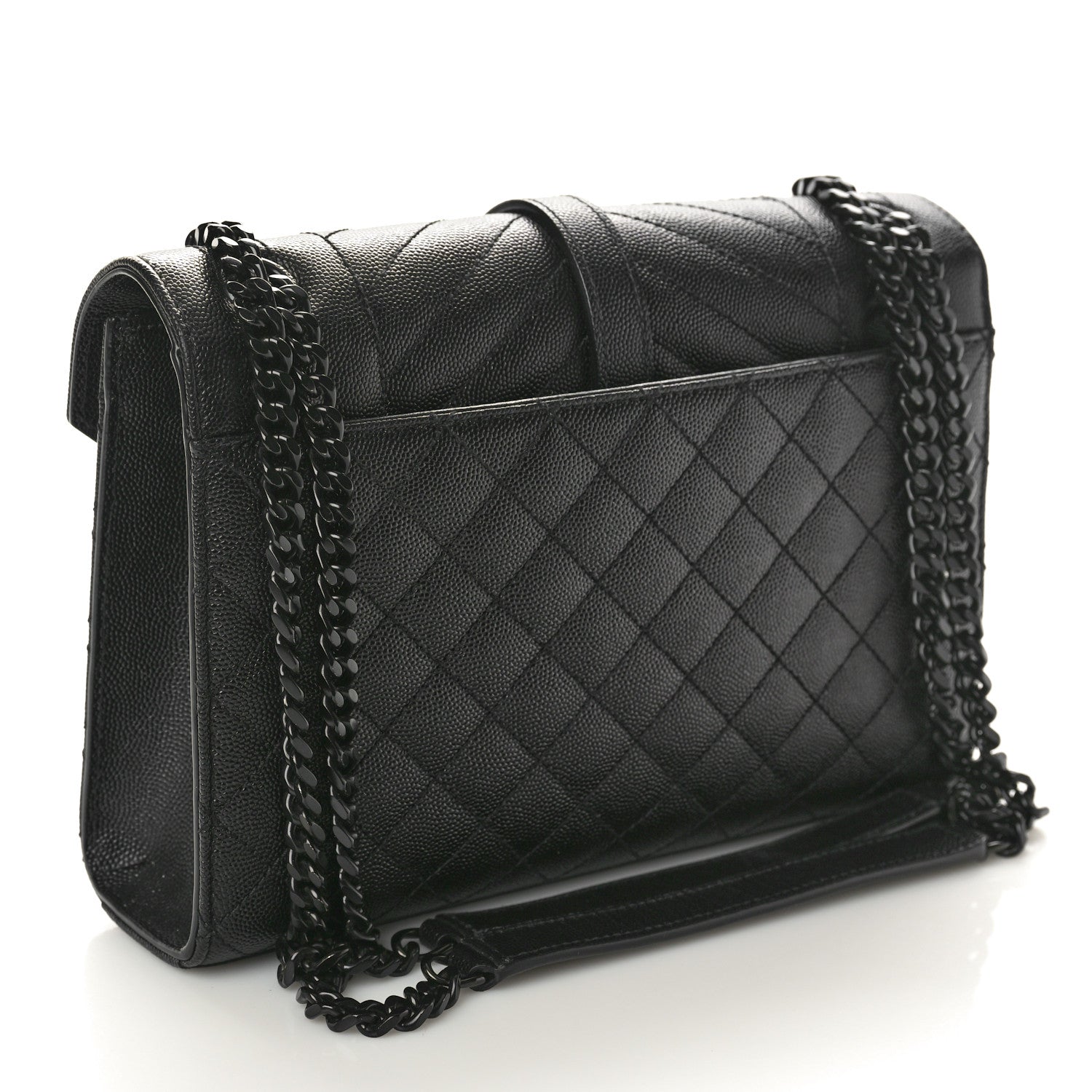 Saint Laurent Grain De Poudre Textured Mixed Matelasse Triquilt Medium Monogram Monochrome Satchel Black 3 of 10