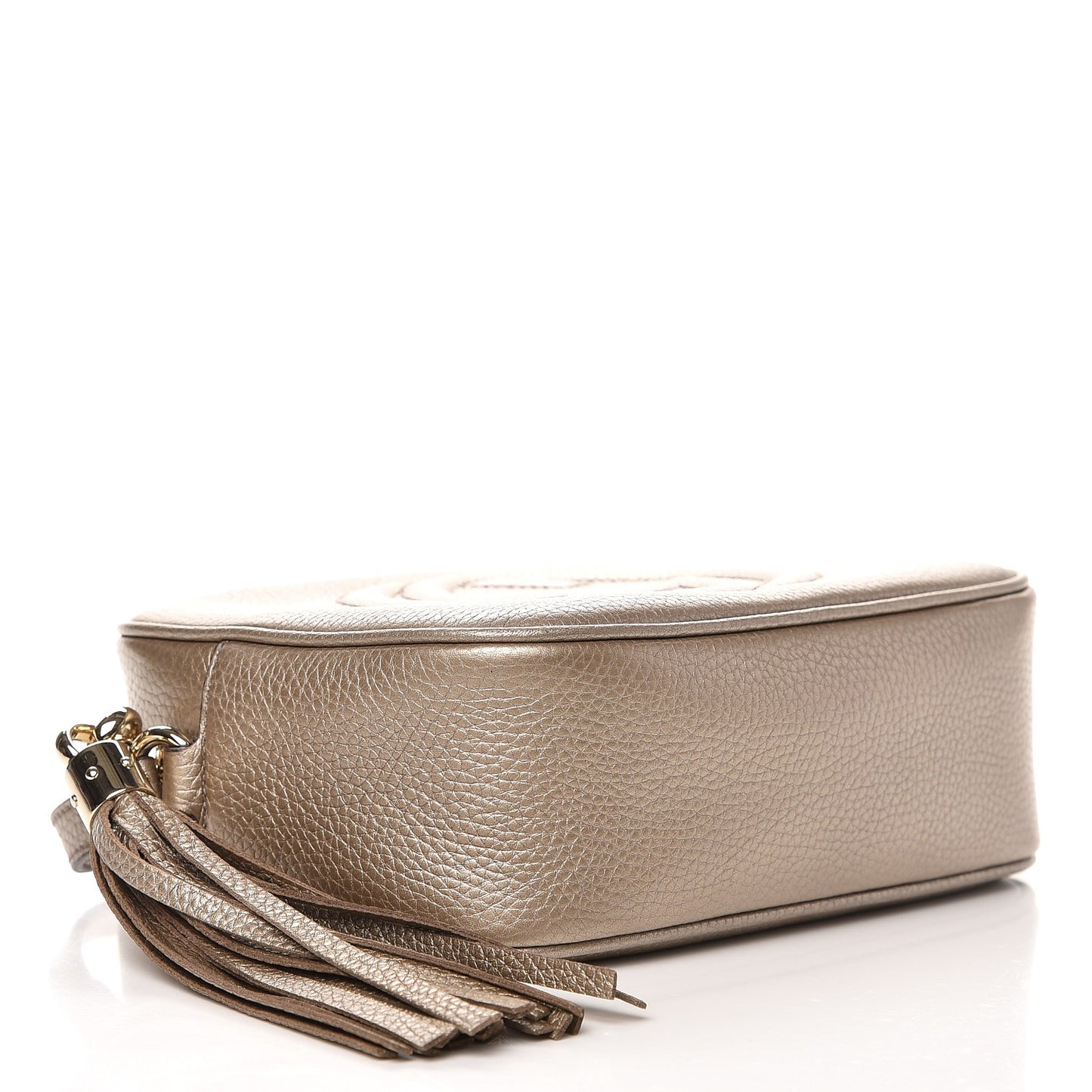 Metallic Pebbled Calfskin Small Soho Disco Bag Golden Beige