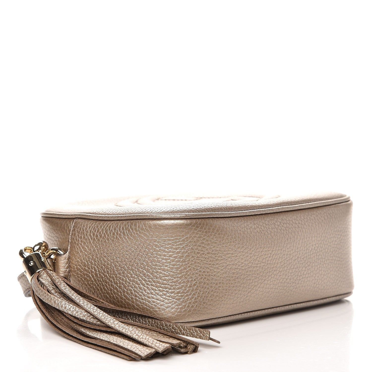 Gucci Metallic Pebbled Calfskin Small Soho Disco Bag Golden Beige 4 of 7