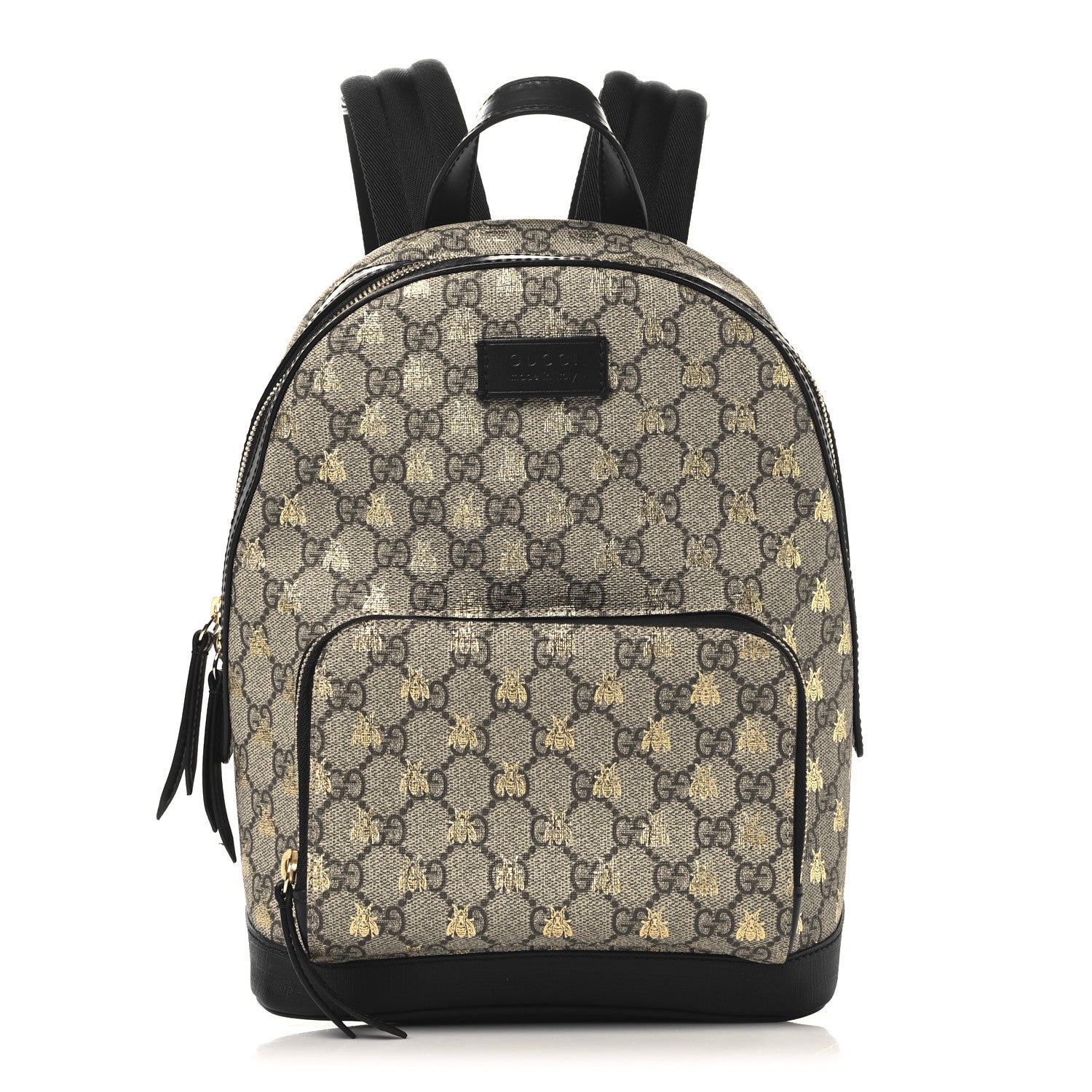 Gucci GG Supreme Monogram Bees Print Small Day Backpack Beige Oro Black 1 of 10
