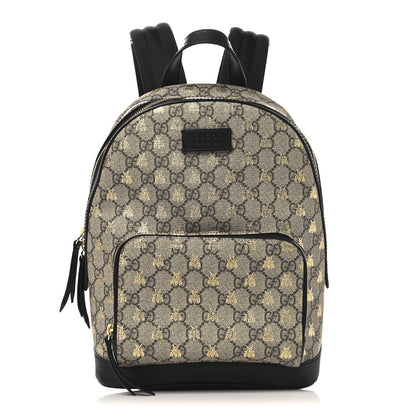 Gucci GG Supreme Monogram Bees Print Small Day Backpack Beige Oro Black 1 of 10
