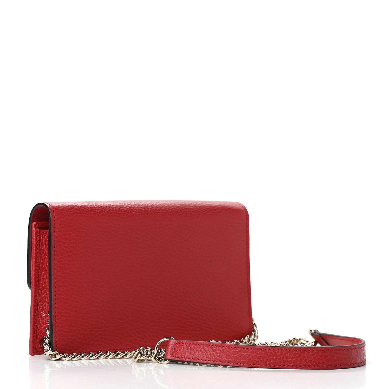 Gucci Dollar Calfskin Interlocking G Chain Wallet Red 3 of 8