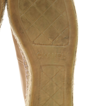 Chanel Lambskin CC Espadrilles 37 Beige Black 7 of 13