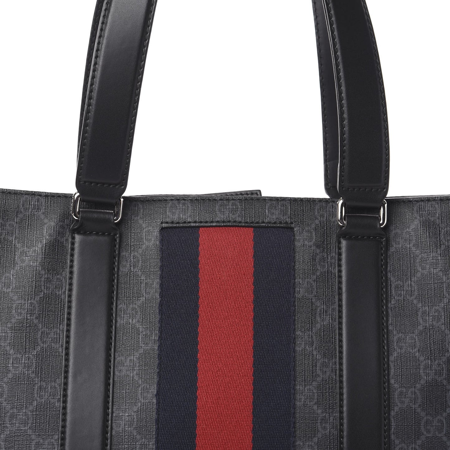GG Supreme Monogram Web Tote Black Grey