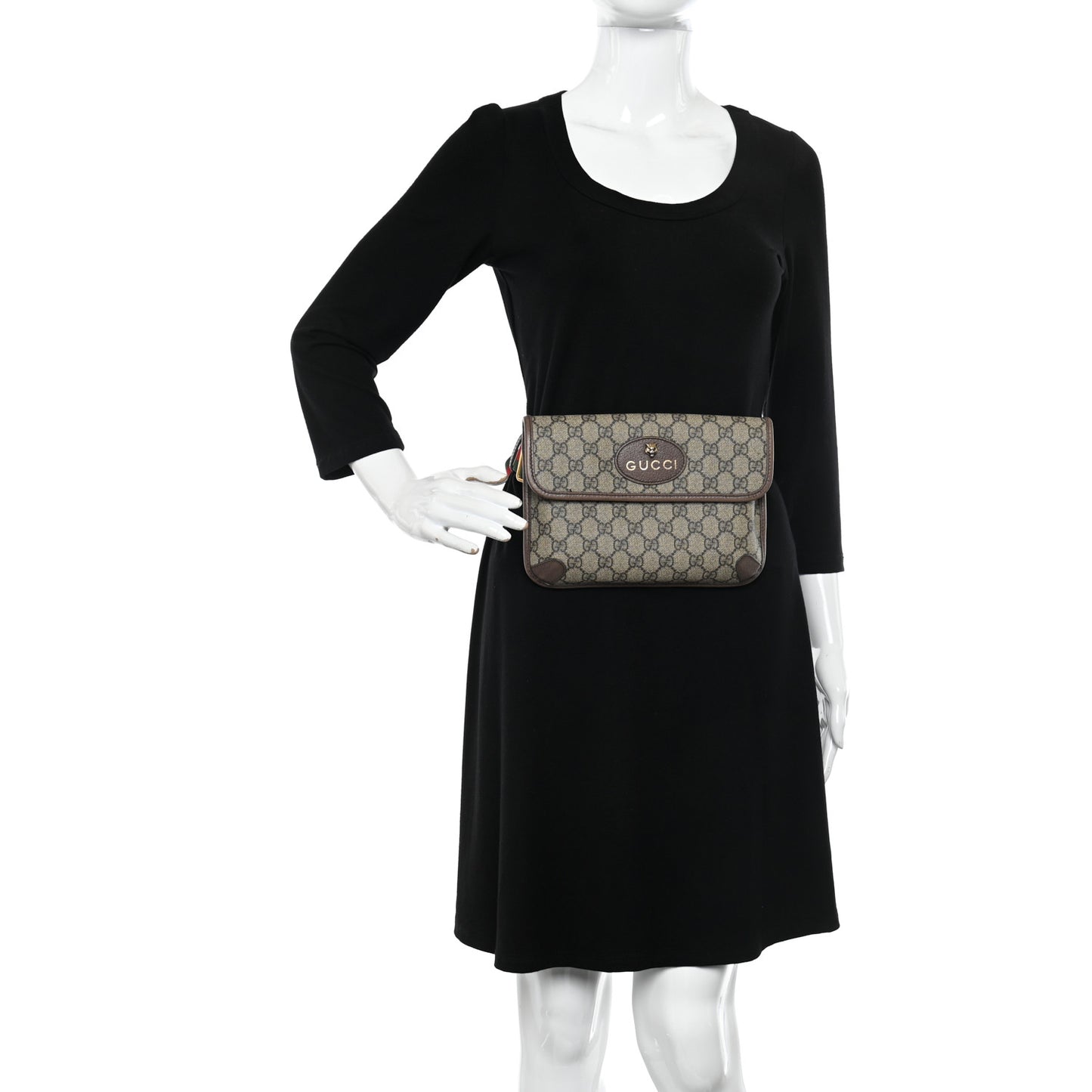 GG Supreme Monogram Neo Vintage Web Belt Bag Brown