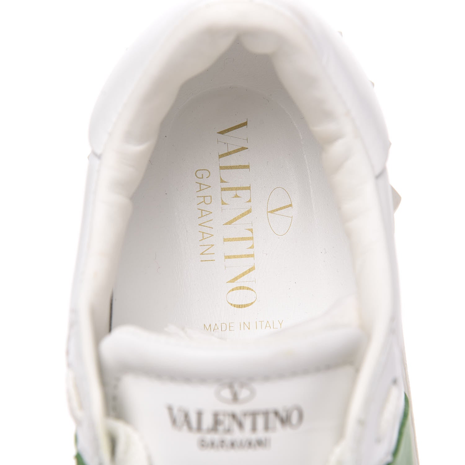 Valentino Garavani Calfskin Rockstud Open Sneakers 37 White Green 7 of 10