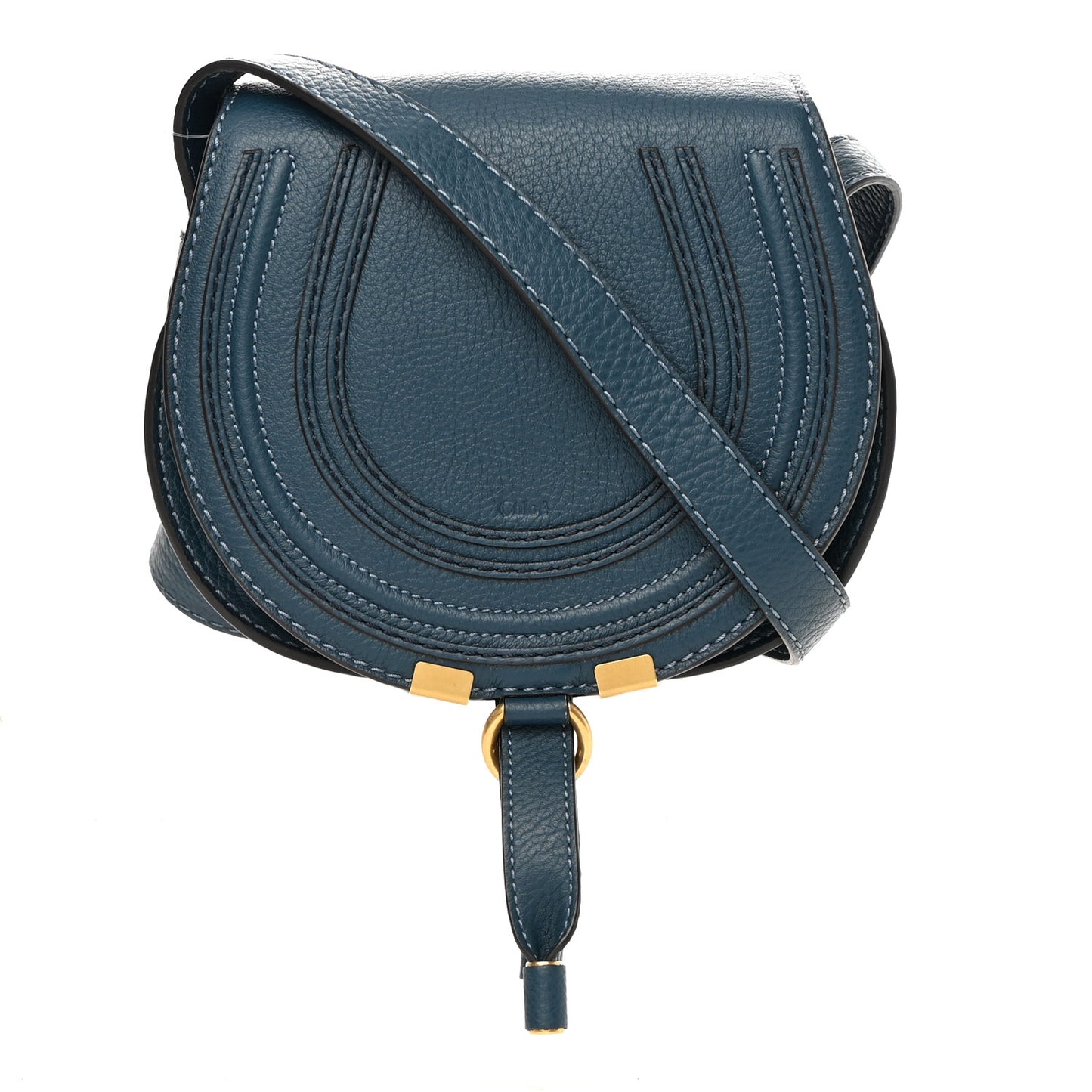 Calfskin Mini Marcie Round Crossbody Bag Royal Navy