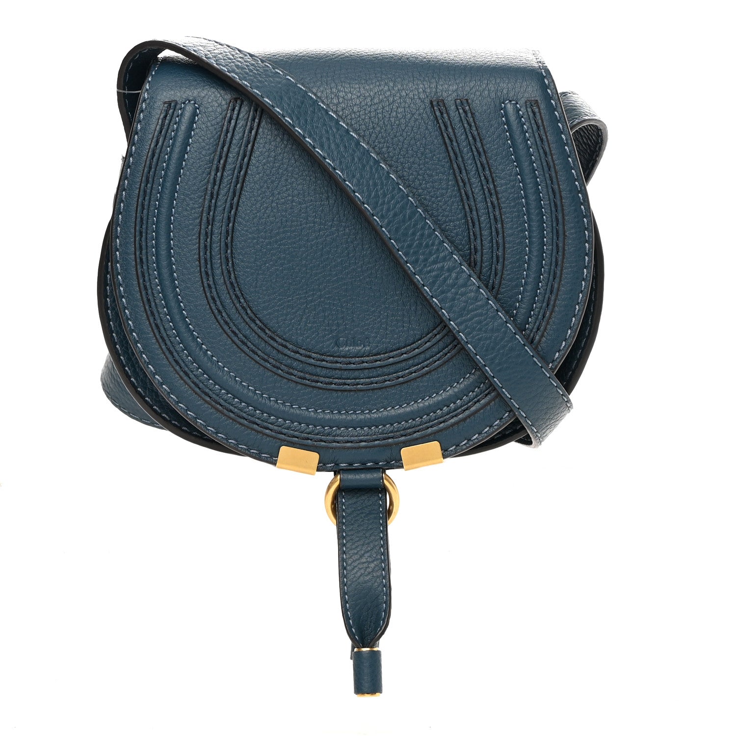 Chloe Calfskin Mini Marcie Round Crossbody Bag Royal Navy 1 of 11