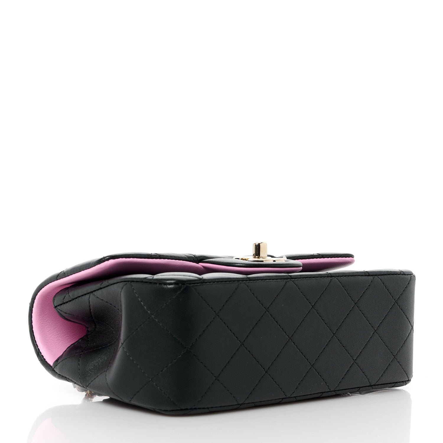 Chanel Lambskin Quilted Bi-Color Mini Top Handle Rectangular Flap Black Lilac 4 of 14