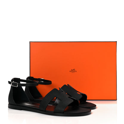 Hermes Epsom Santorini Sandals 37.5 Black 9 of 9