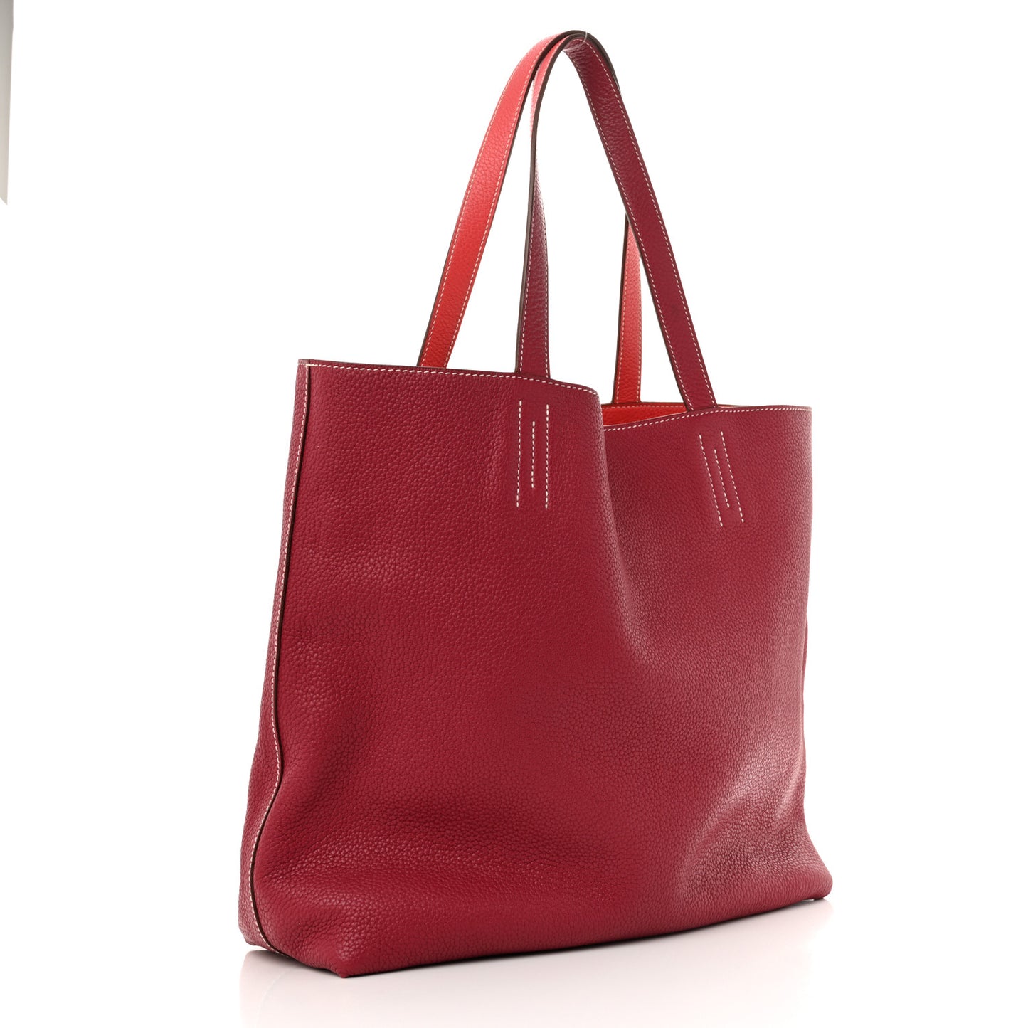 Taurillon Clemence Double Sens 45 Reversible Tote Rubis Bougainvillea