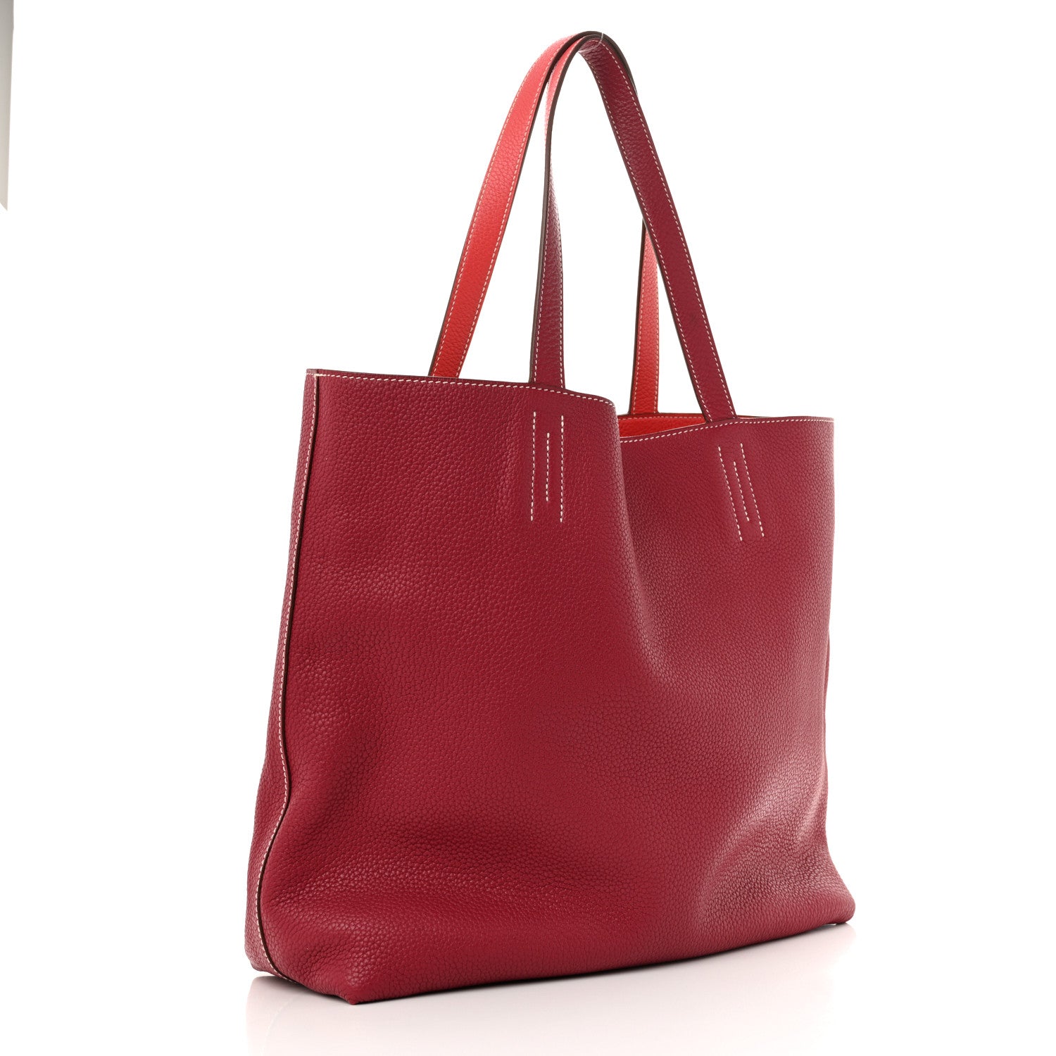 Hermes Taurillon Clemence Double Sens 45 Reversible Tote Rubis Bougainvillea 4 of 19