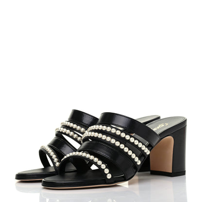 Chanel Laminated Lambskin CC Pearl Mules 36 Black 3 of 12