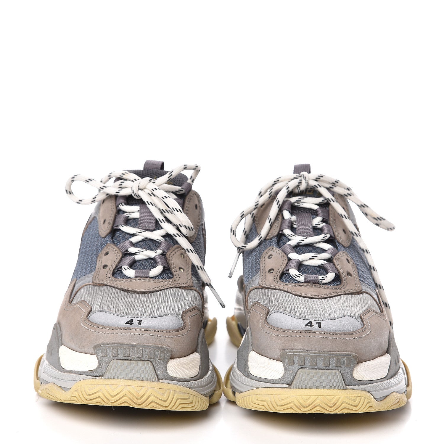 Balenciaga Fabric Mesh Mens Triple S Sneakers 41 Beige Bleu Gray 2 of 10