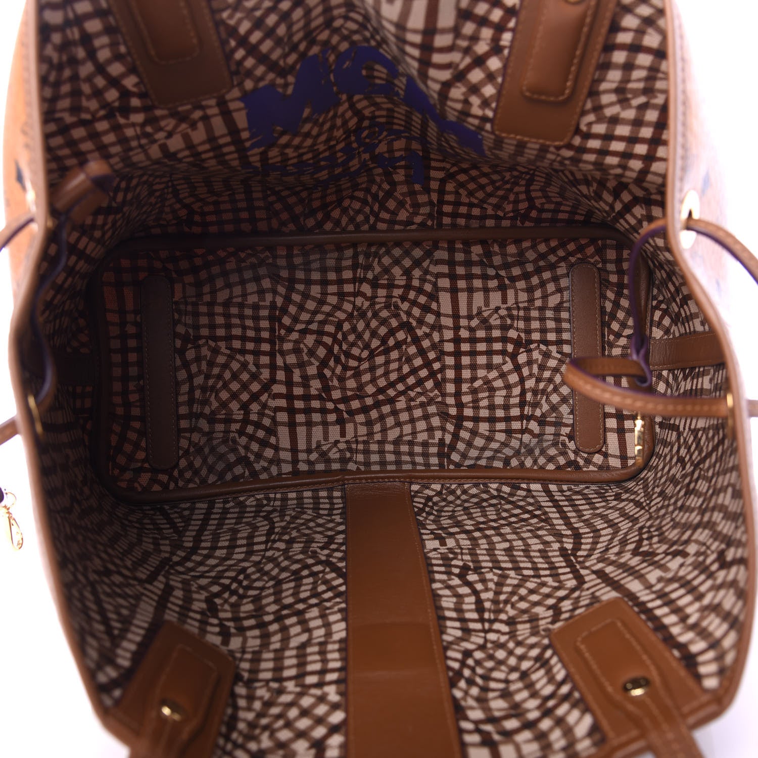 MCM Visetos Medium Liz Reversible Shopper Tote Cognac 5 of 17
