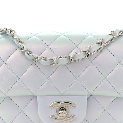 Chanel Iridescent Calfskin Quilted Mini Rectangular Flap Light Blue 8 of 11