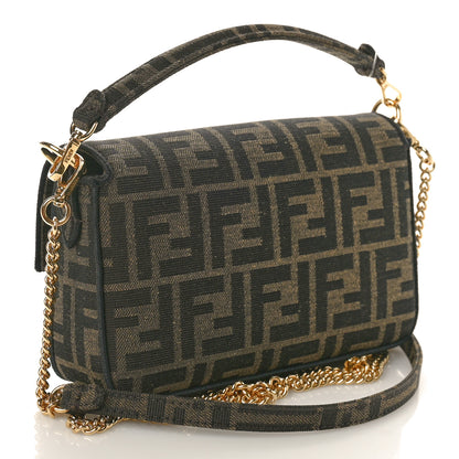 Fendi Fabric Jacquard FF 1974 Mini Baguette Tobacco Moro Black 3 of 11