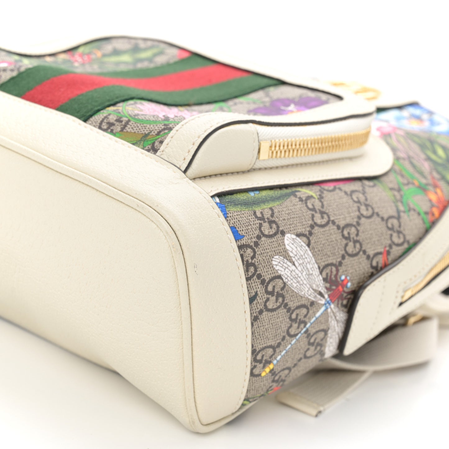 GG Supreme Monogram Flora Web Small Ophidia Day Backpack White
