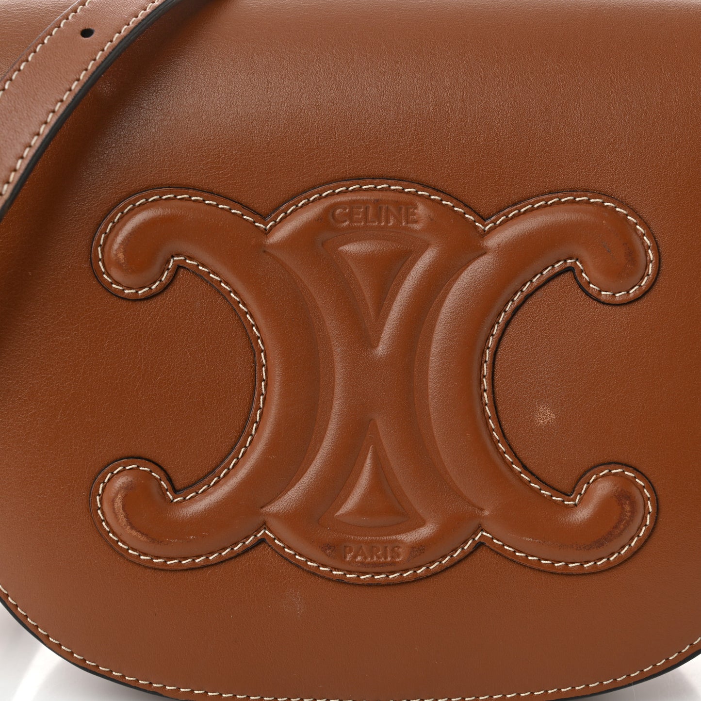 Smooth Calfskin Cuir Triomphe Folco Crossbody Bag Tan