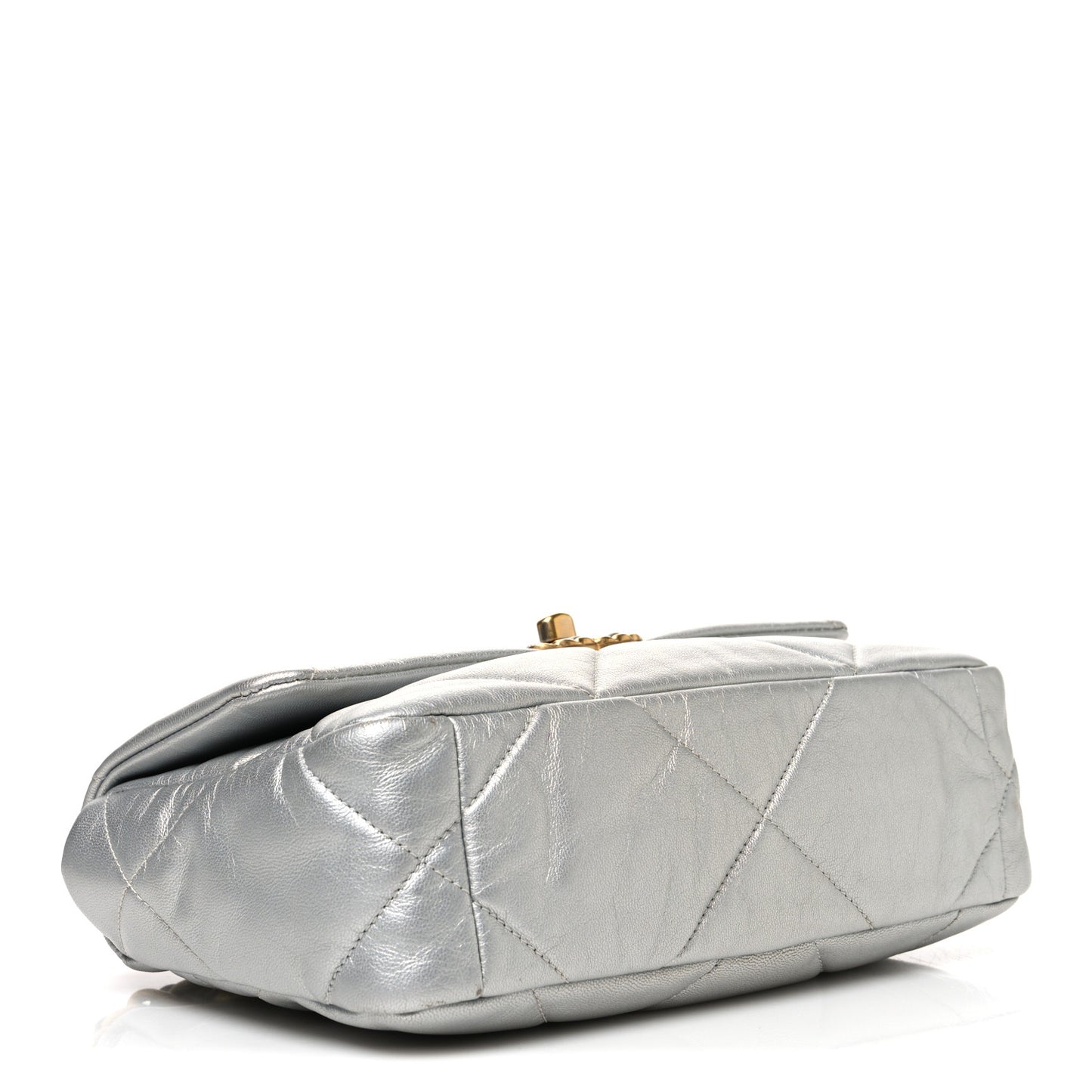 Metallic Goatskin Quilted Medium Chanel 19 Flap Silver