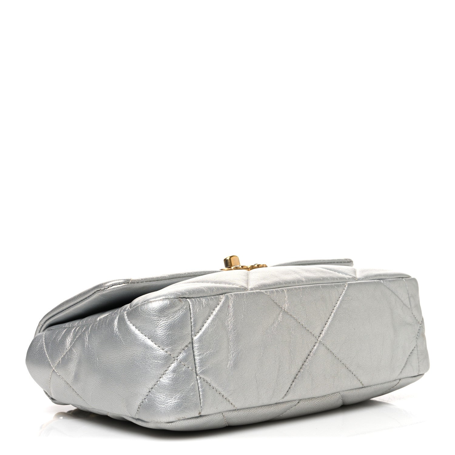 Chanel Metallic Goatskin Quilted Medium Chanel 19 Flap Silver 4 of 10