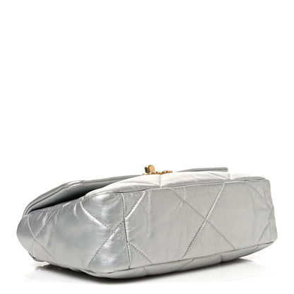 Chanel Metallic Goatskin Quilted Medium Chanel 19 Flap Silver 4 of 10