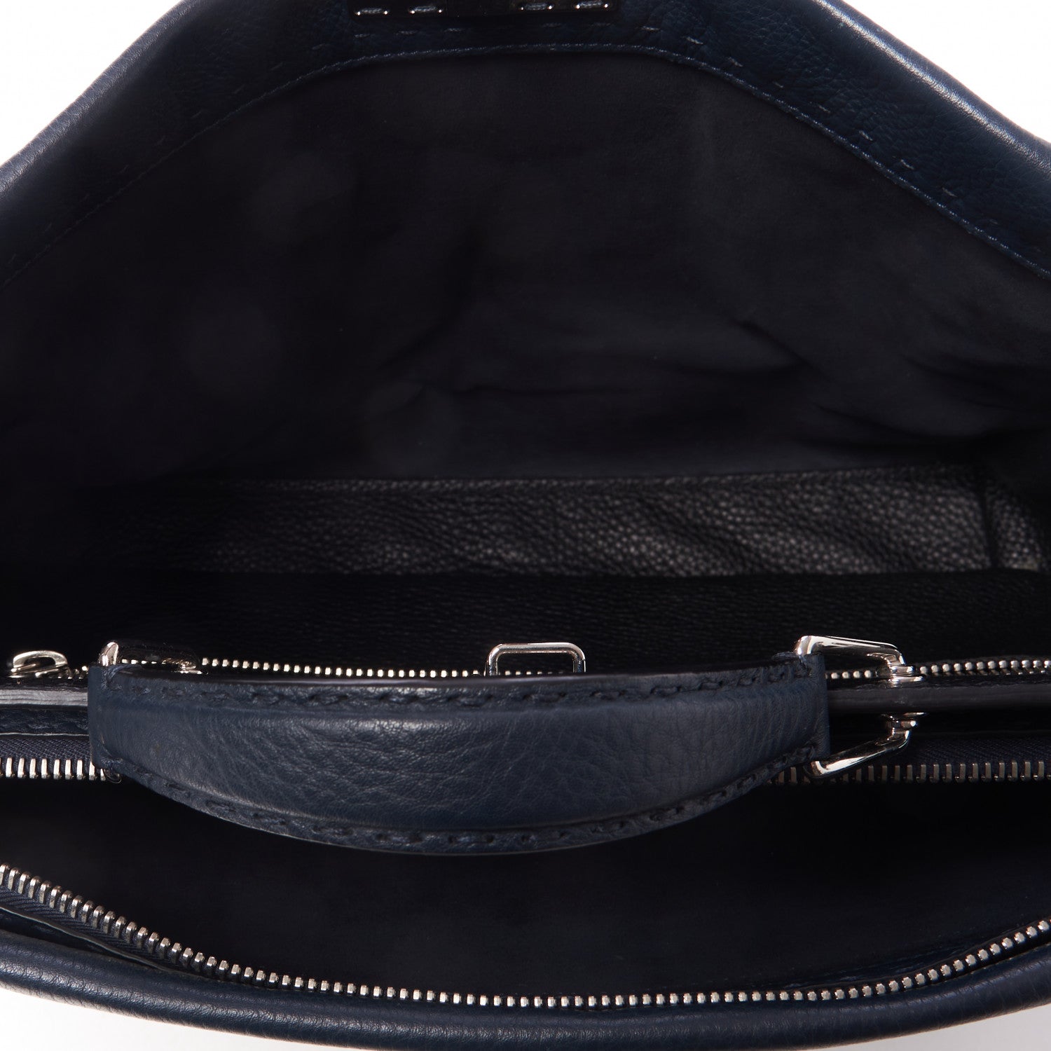 Fendi Cuoio Romano Selleria Bi-Color Large Mens Peekaboo Iconic Essential Satchel Lavagna Black 6 of 9