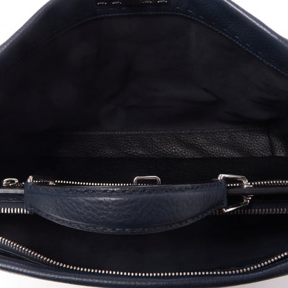 Fendi Cuoio Romano Selleria Bi-Color Large Mens Peekaboo Iconic Essential Satchel Lavagna Black 6 of 9