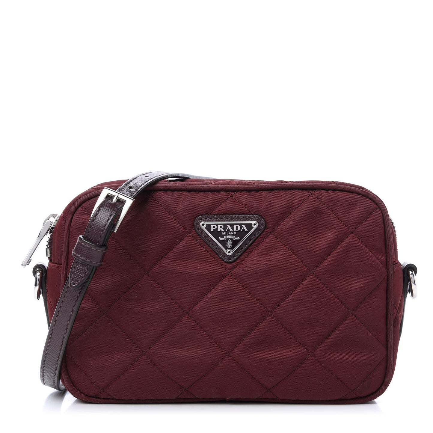Nylon Tessuto Impuntu Quilted Crossbody Bag Granato