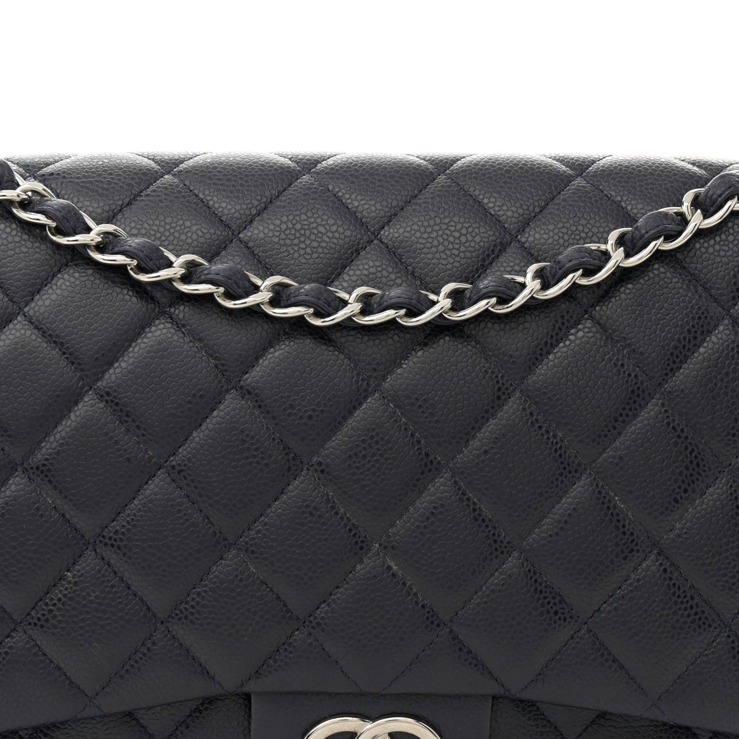 Chanel Caviar Quilted Maxi Double Flap Navy Blue 8 of 10