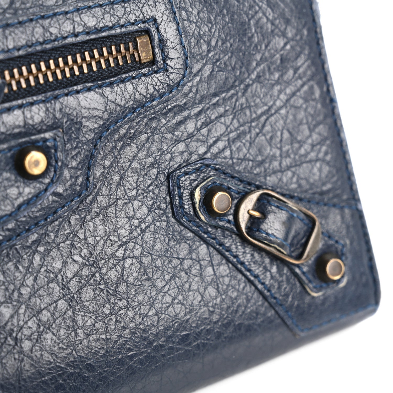 Balenciaga Agneau Classic Hardware Continental Zip Around Wallet Bleu Obscur 10 of 14