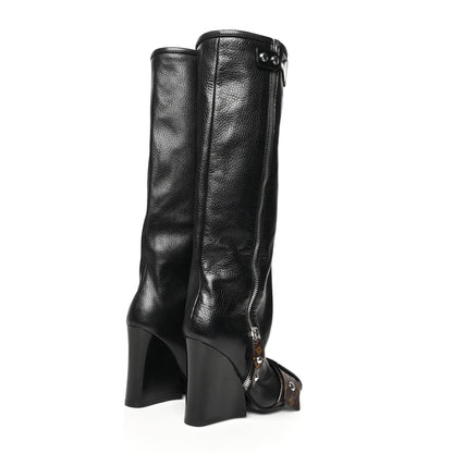 Louis Vuitton Calfskin Monogram Patti Wedge Tall Boots 36 Black 4 of 7