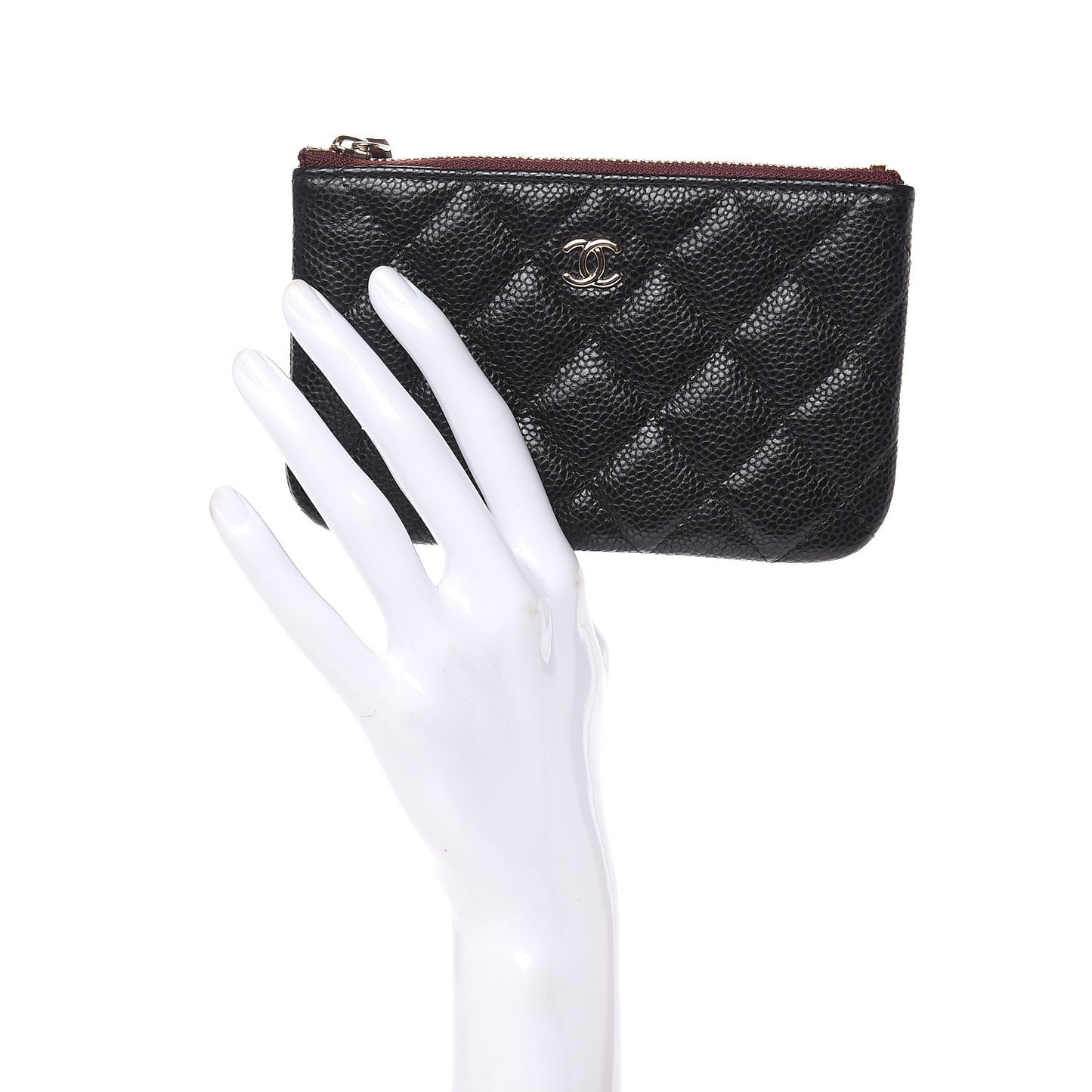 Caviar Quilted Small Cosmetic Case Black