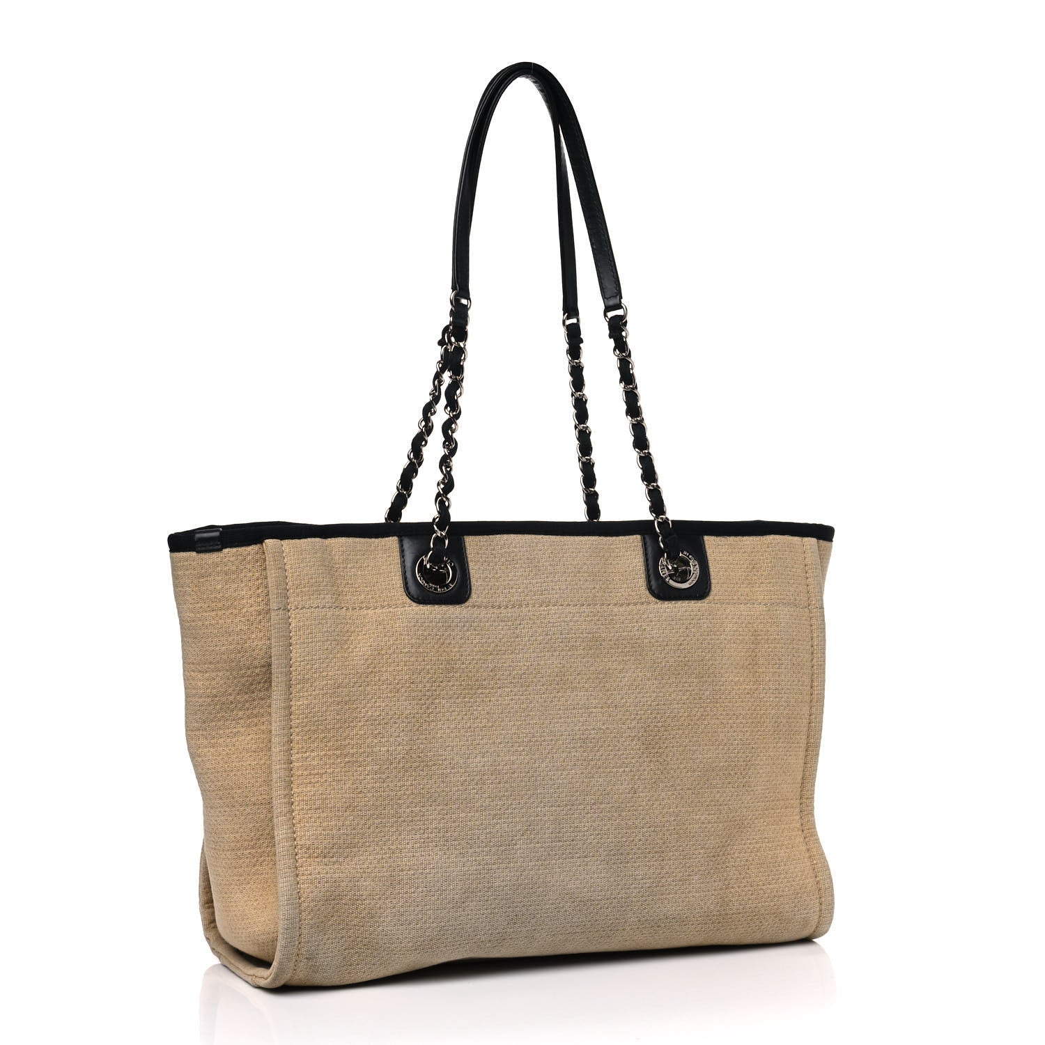 Chanel Canvas Small Deauville Tote Beige Black 2 of 11