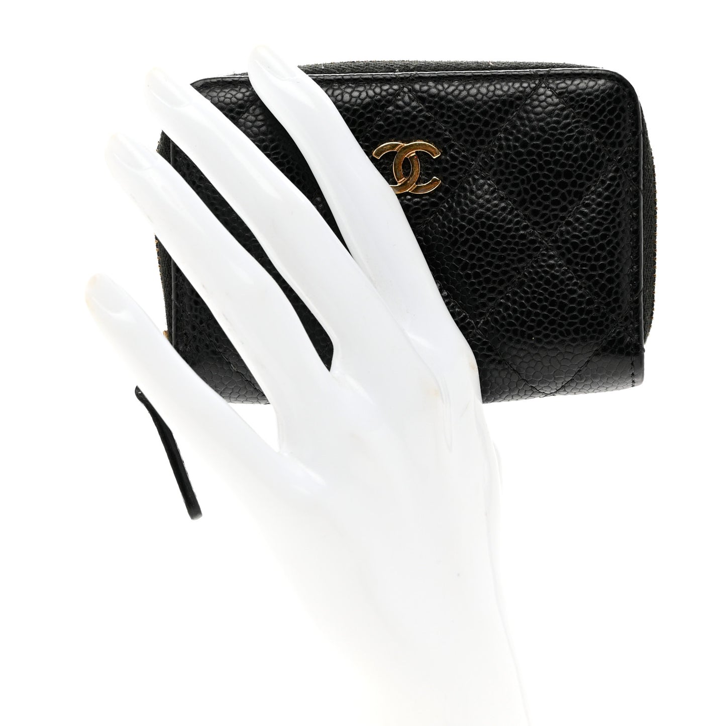 Caviar Quilted Zip Coin Purse Black