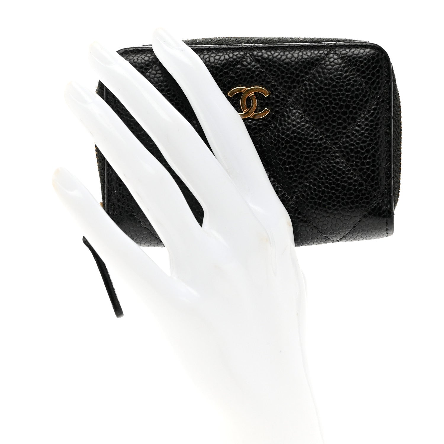 Chanel Caviar Quilted Zip Coin Purse Black 2 of 9