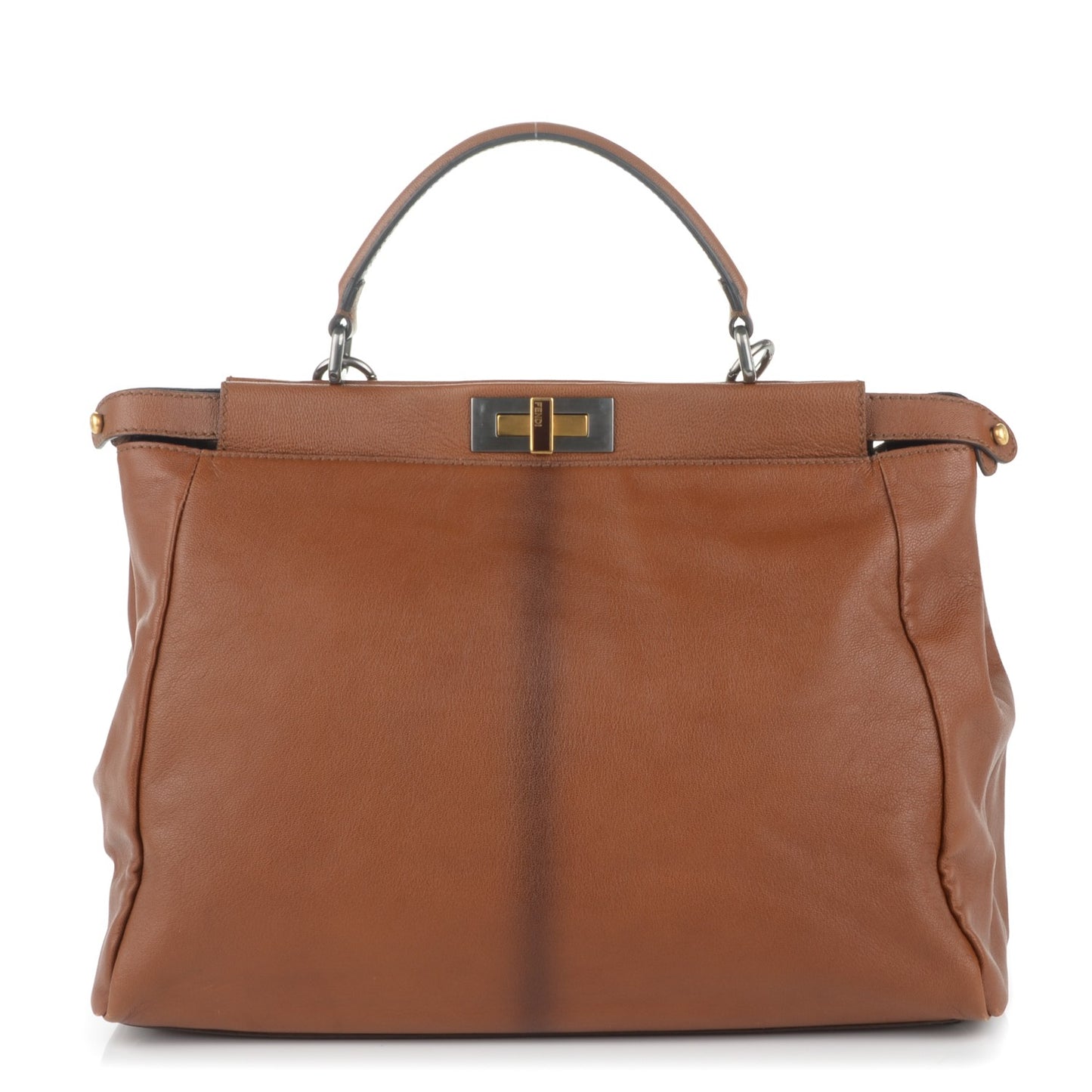 Goatskin Zucca Large Peekaboo Iconic Satchel Cuoio Tobacco Moro